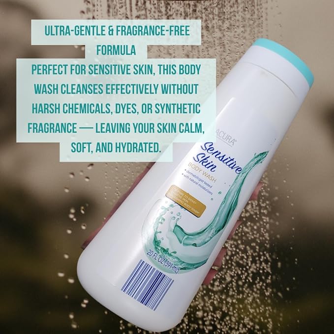 2 Bottles - Gentle Body Wash for Sensitive Skin – 20 oz Each Hydrating Fragrance-Free Hypoallergenic Formula for Daily Use Nourishing Moisture Cleanser for All Skin Types Women &amp Men