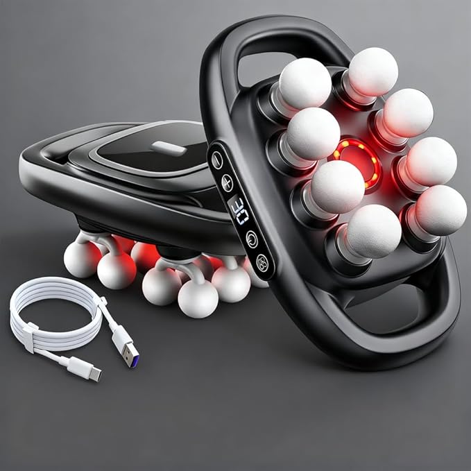 Morgela Deep Tissue Massager Deep Tissue Percussion Massager Electric Massage Tools with 9 Styles &amp Levels for Legs Arms Waist Back ButtocksBlack8 Heads