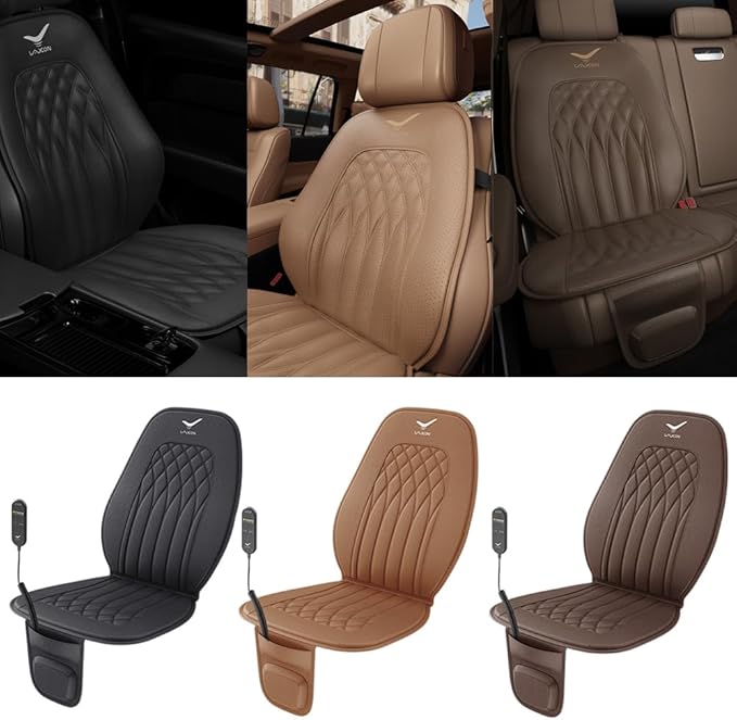 Vehicle Seat Air Massage Cover. Tailored for Long-Distance Drivers for Long commutes. 11 Air Cells Dynamic Work for Back &amp Hip. Relax Muscles While Driving Slim Comfy Design (Choco)