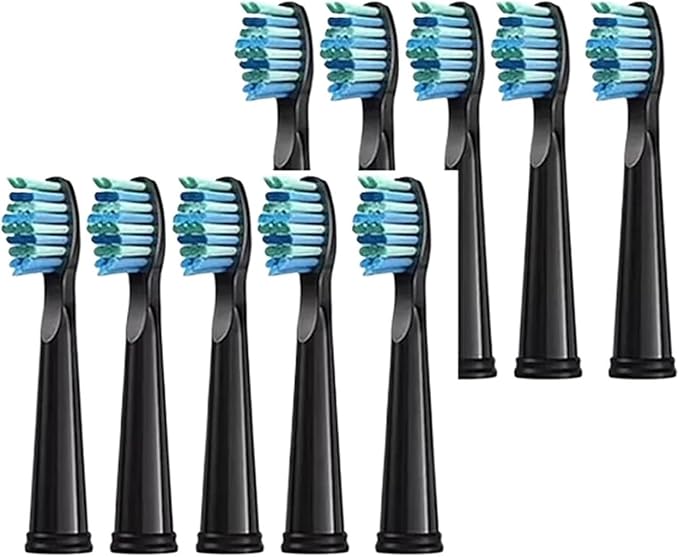 5/10 Pcs Replacement Brush Heads Compatible for Seago for Fairywill Electric Toothbrush Head Bristle Refill Tooth Clean(10 pcs Black)