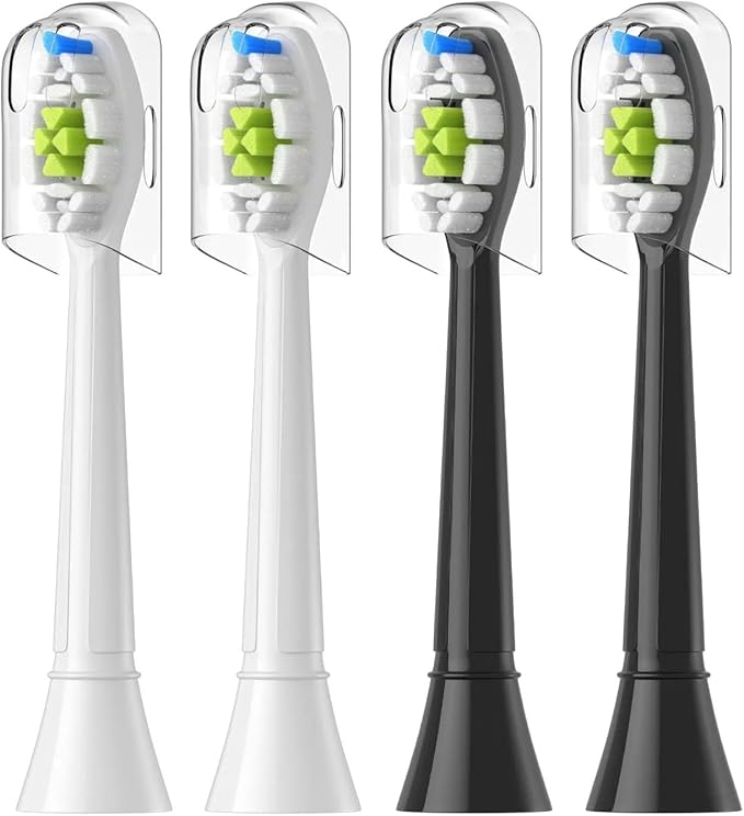 4/8/12/16pcs Replacement Toothbrush Heads Compatible for PhilipsReplacement Electric Brush Head 4100 6500 6100 7500 5300 1100(2White 2Black)
