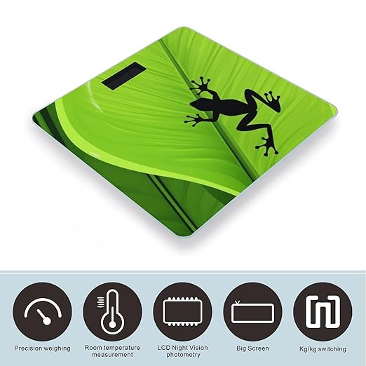 Women's Digital Bathroom Weighing Scale Automatic Switch Energy Saving Scale Smart Scale for Body Weight Green Leaf Frog