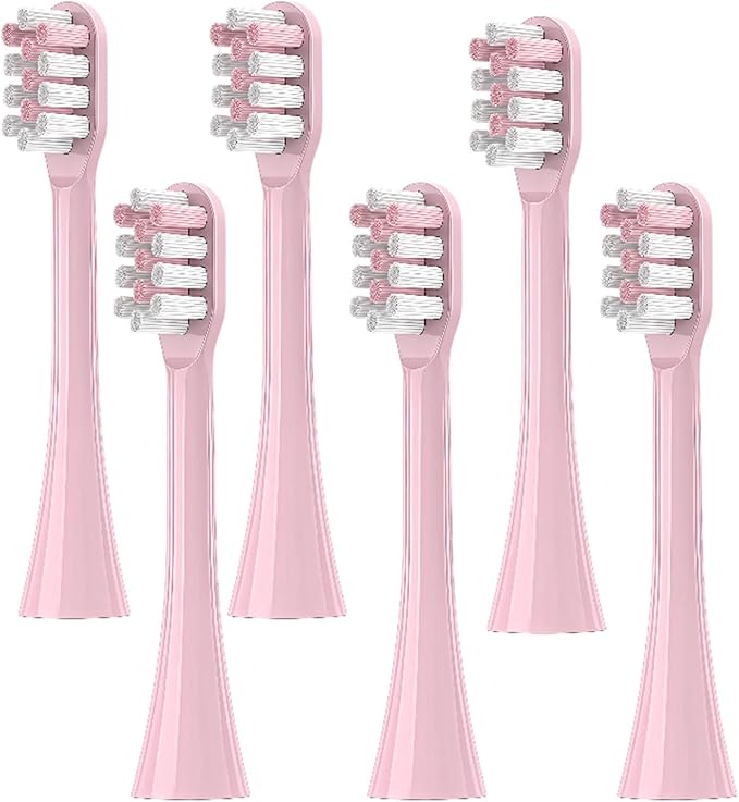 Electric Toothbrush Replacement Brush Heads - Compatible for Panasonic EW-DE92 EW-DL84 EW-DL83 EW-DL82(6 Pink Brush Heads)