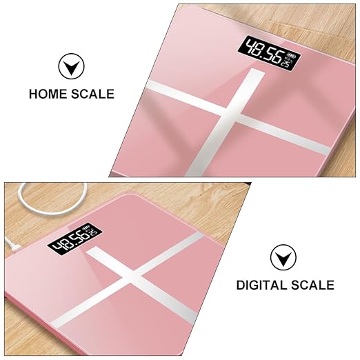 Digital Body Weight Scale USB Charging Precise Household Electronic Bathroom Scale 26x26cm Rose Gold Cross Design Black Screen for Weight Management