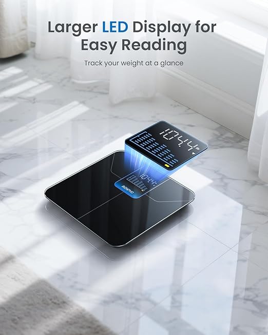 RENPHO Weight Scale for Body Weight High-Accurate Digital Bathroom Scale with 7-Day Weight Trend Large LED Display Sleek Weighing Scale with Sturdy and Durable Base 11.02 400lbs