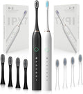 2 Pack Rechargeable Electric Toothbrushes for Adults and Kids Whitening Tooth Brush with 8 Brush Heads 6 Cleaning Modes and Smart Timer Waterproof Cleaning Toothbrushes Set
