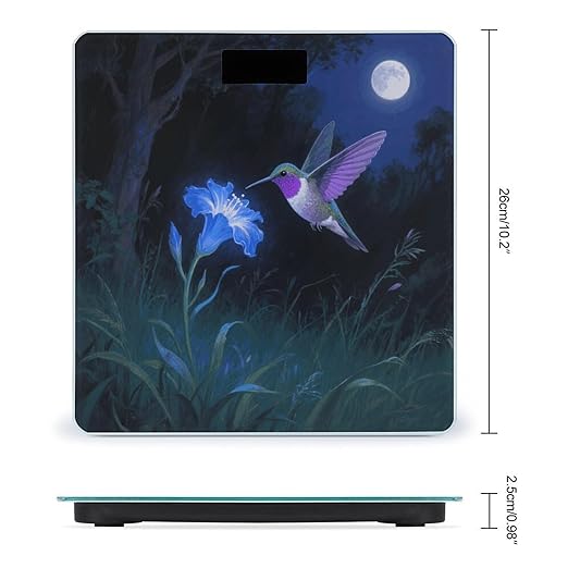 Hummingbird Weight Scale Large Digital Bathroom Scales with Bright LED Display Non Slip Digital Scale and Step On Fashion Weighing Machine for Body