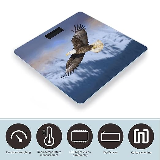 Bald Eagle Flying Scale for Body Weight Accurate Digital Bathroom Scale Toughened Glass High Precision Scales Smart Weight Scales with Large LCD Backlight Display Weighing Machine
