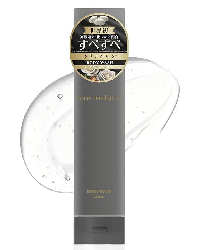 Clear Silky Black Body Wash Moisturizing Body Wash with Nano Silk Exosomes &amp LHA Men &amp Women's Gentle Hydrating Shower Gel Sulfate-Free Mood Night Musk Scent (8.5 fl oz 250 ml)