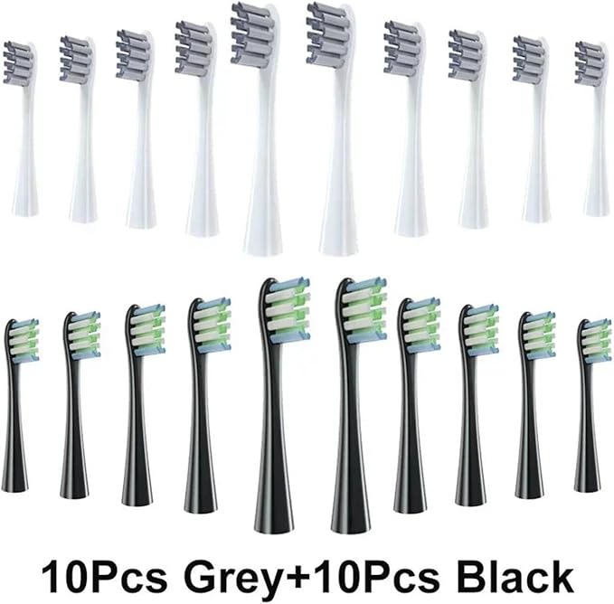 for Toothbrush Soft Bristle X/X PRO/ Z1 Brushes Replaceable Brush Head Replacement(10 Grey 10 Black)