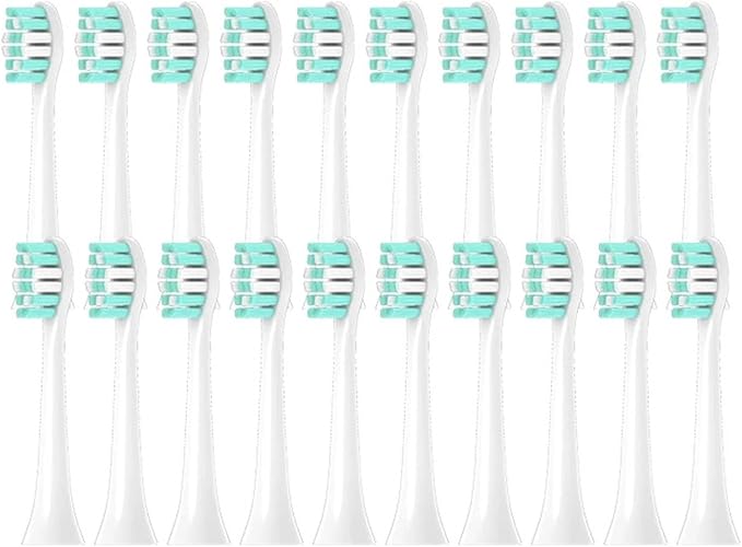 Compatible for Philips HX6100 HX6220 HX6212 HX6312 HX6411 HX6431 HX6500 HX6511 HX6512 Replacement DuPon Toothbrush Soft Bristle Brush Heads(Silver)