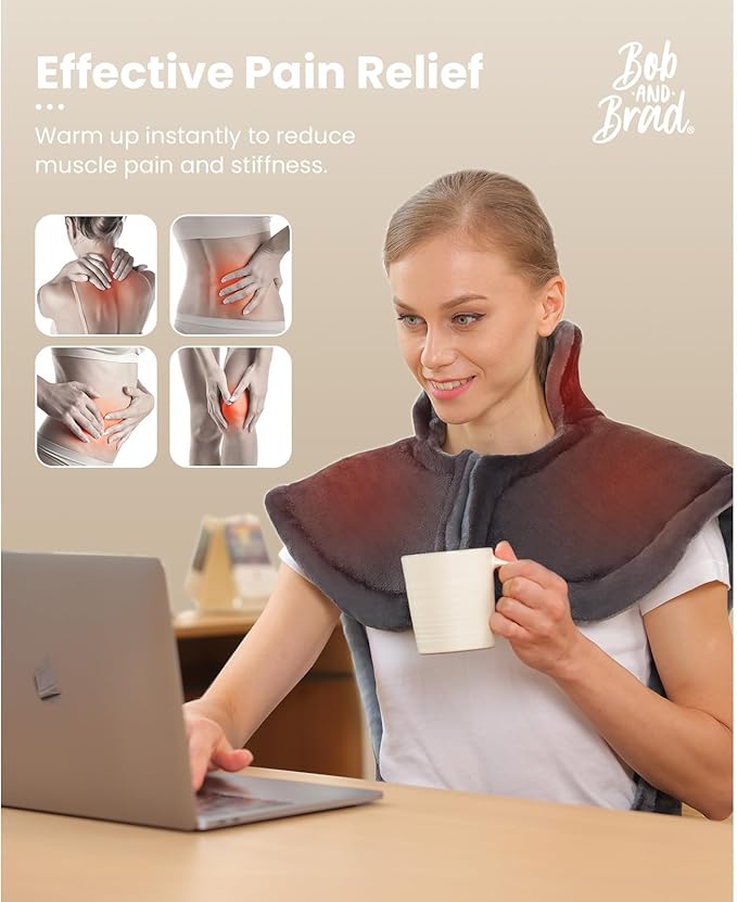 BOB AND BRAD X6 Pro Massage Gun and Electric Heating Pad for Back Neck and Shoulders