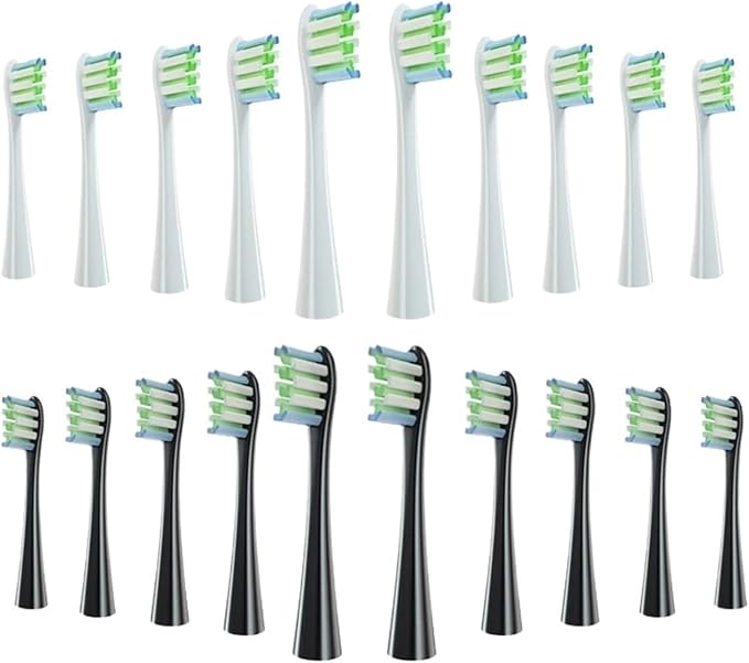 Replacement Brush Head for Oclean Electric Toothbrush Soft Bristle X/X PRO/ Z1 Brushes Replaceable fit for O-Clean Sonic(10 White 10 Black)