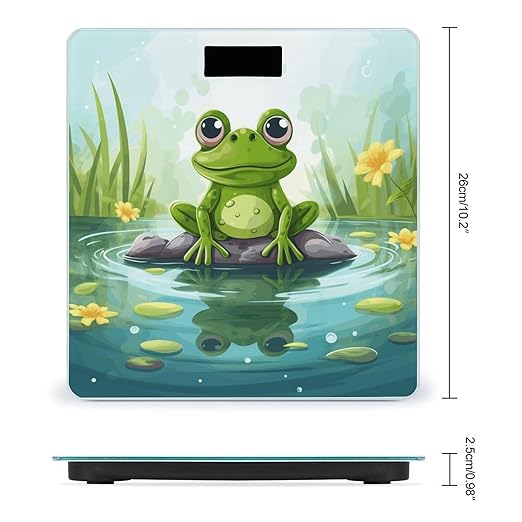 Frog in A Pond Scale for Body Weight High Precision Digital Weight Scales with LCD Display Anti-Slip Sturdy Slim Tempered Glass Bathroom Scale for Home Use
