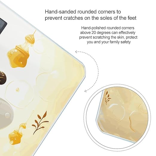 Cute Bees Honey Weight Scale Digital Electronic Scales Bathroom Scale Larg LCD Backlight Display High Precision MeasurementsTempered Glass