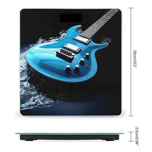 Blue Guitar Scale for Body Weight Safe Rounded Corners Tempered Glass Digital Bathroom Scale LED Display 400lb Capacity Weight Scales with High Precision Sensors