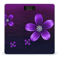 Purple Flower Scale for Body Weight Anti-Slip Digital Bathroom Scale Sturdy Toughened Glass Weighing Scales High Precision Safe Rounded Corners Smart Scales
