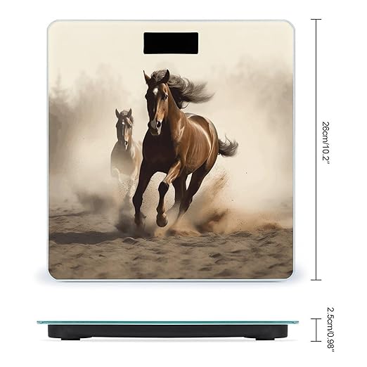 Animals Horse Running Bathroom Scale for Body Weight Bathroom Weighing Scale with Backlit LCD Display Highly Accurate Measures Weight Up to 180kg