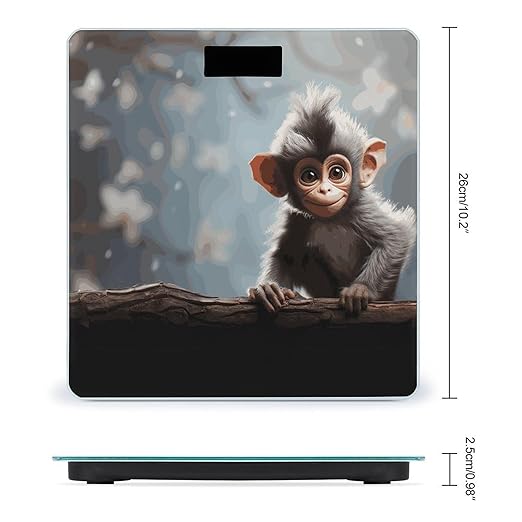 Cute Monkey Bathroom Scale for Body Weight Bathroom Digital Electronic Weighing Scale with Back Lit LED Display Sturdy Tempered Glass Weight Watchers Scales 400lb