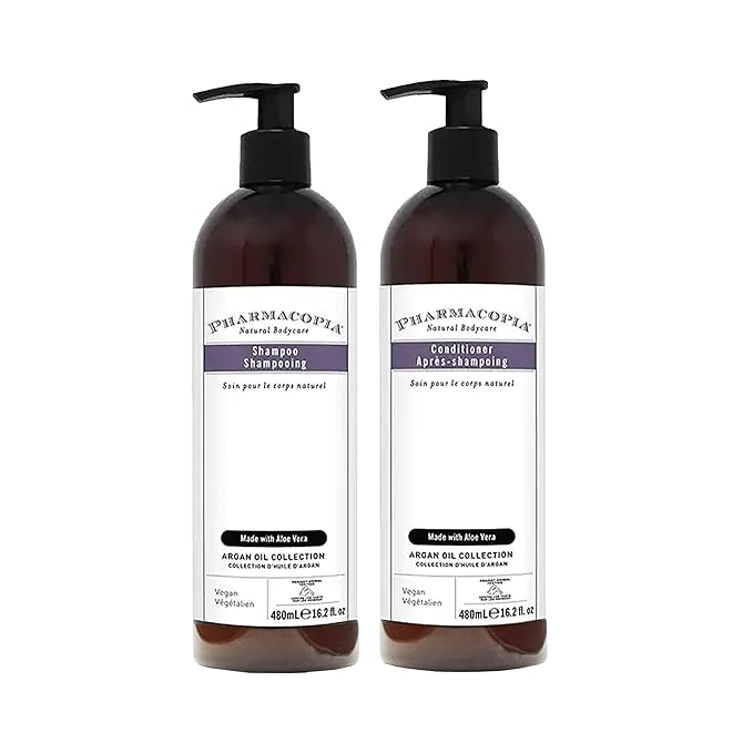 Pharmacopia Hotel Argan Oil Body Wash &amp Body Lotion Bundle – Hydrating Aromatherapy Body Care - Plant Based &amp Organic Ingredients – Vegan Cruelty Free No Parabens Set of 2 16oz Bottles