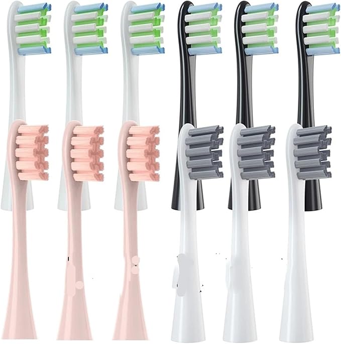 12PCS Replacement Brush Heads Compatible for Oclean X/X PRO/ Z1/ F1/ One/Air 2 /SE Sonic Electric Toothbrush Soft Bristle Nozzles(12pcs Black)