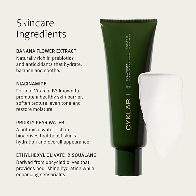 CYKLAR - Nutrient Rich Body Cream + Sensorial Body Wash - Bundle- Bergamot Bond Fragrance