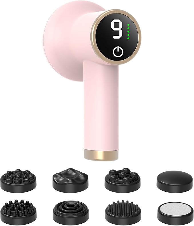 Body Massager for Cellulite Electric Handheld Massage Tool Body Relaxing Machine 8 Massage Heads for Deep Relaxation at Home and Office 9 Modes for Body SPA 1800mAh Battery Gift Pink