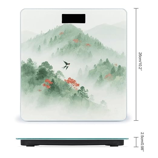 Mountain Forest Bathroom Scale for Body Weight LCD Display Digital Bathroom Scale Tempered Glass Bathroom Weight Scales Fashion Smart Scales for Home Bedroom 400 Lb
