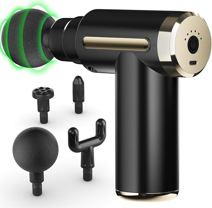 Massage Gun Deep Tissue for Athletes Percussion Muscle Massager with 12 Speed 4 Massage Gun Head for Back Neck Body
