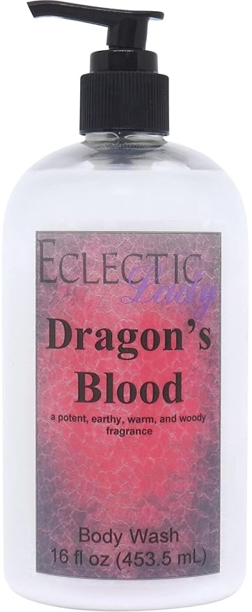 Eclectic Lady Liquid Pearl Body Wash - Dragon's Blood Scent 3-in-1 Use For Bubble Bath Hand Soap &amp Body Wash Phthalate-Free Dragon's Blood Fragrance Handcrafted in USA (16 oz)