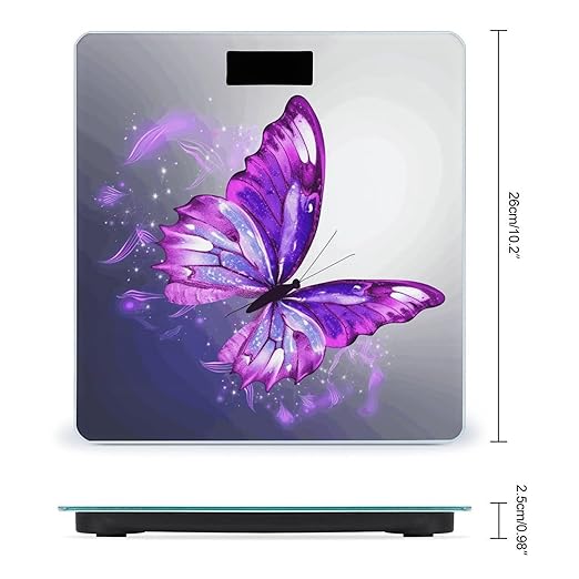 Purple ButterflyScale for Body Weight with LCD High Precision Weighing Scales Fashion Sturdy Tempered Glass Weight Scales Easy-to-Read Digital Bathroom Scale for Daily 400lb