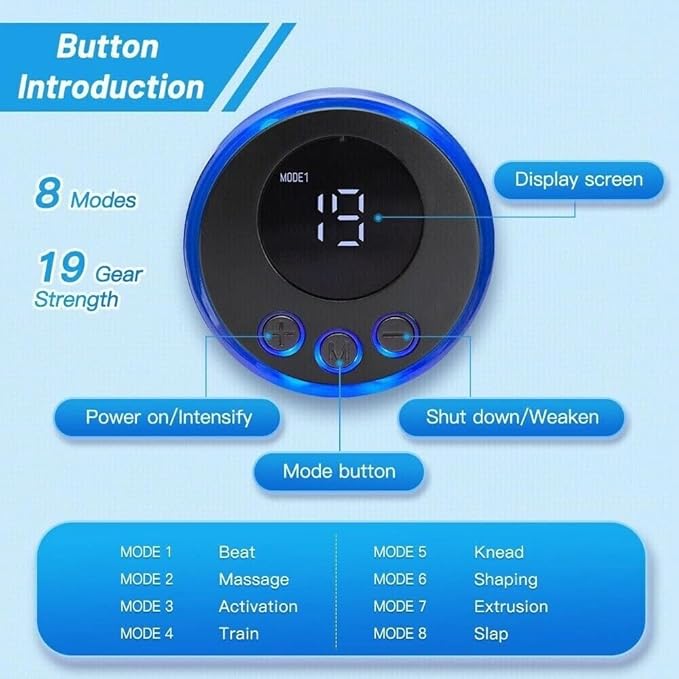 EMS Electric Foot Massager Pad for Blood Circulation and Muscle Stimulation with 19 Levels and 8 Modes