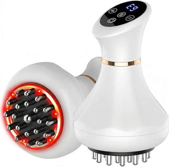Body Sculpting Massager &amp Anti-Cellulite Massage Tool for Legs Arms &amp Stomach Smooth Skin Support Gentle Heat &amp Vibration Rechargeable Portable Full-Body Massager White