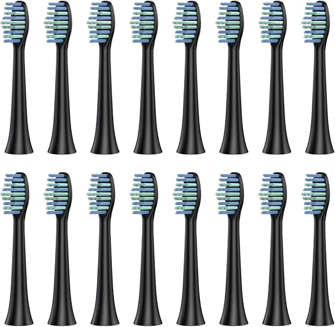16pcs Replacement Toothbrush Head Compatible for SOUNESS Electric SN903/SNK01/SN601/SN801/ST903/ST901/ST905/ST802/SN-P1(16black Cleaning)