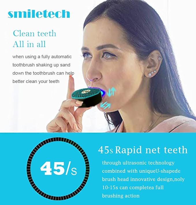Automatic ToothbrushSonic Glow Toothbrush Teeth Whitening KitSonic BrushEquipped with Two Replacement Brush Heads (Black-Blue)