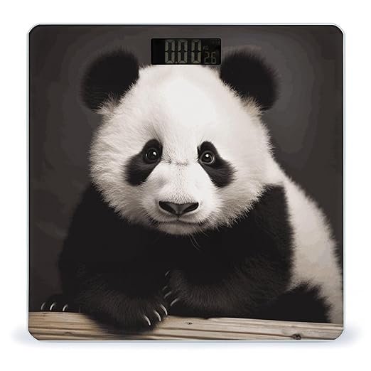 Digital Bathroom Scale for Body Weight Scale with Bright LCD Display High Accuracy Step-On Technology Auto On/Off Cute Black and White Panda Digital Scales 400 Lbs /180kg