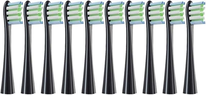 10PCS Replacement Brush HeadsCompatible for Flow/X/X PRO/F1/ One/Air 2 Toothbrush Head A(Black B)