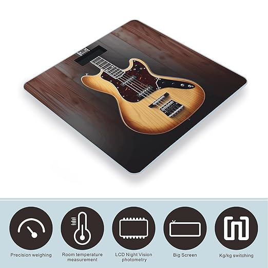 Guitar Musical Instrument Weight ScaleClear LED Display Bathroom Digital Weighing ScaleTempered Glass Digital Bathroom Scale for Body Weight Capacity Up to 400 Lbs