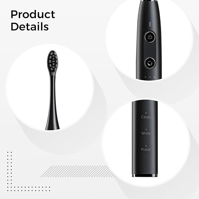 9 Mode Electric Toothbrush with Waterproof &amp Rechargeable Design Black Color Wireless Charging