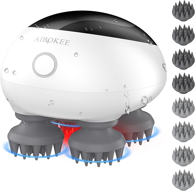 Electric Scalp Massager Portable Head Stress RelaxIPX7 Waterproof Rechargeable Head Massager Scalp Stress Relax Body for Deep Cleansing Relief Hair Growth (Black)