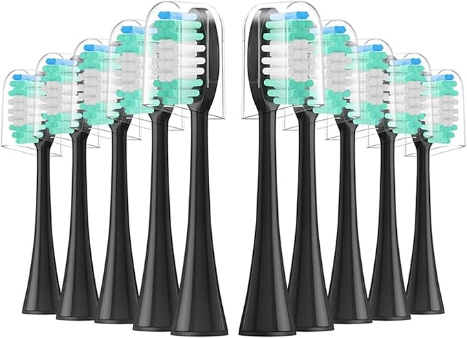 10 Pieces Large Brush Head Crescent-Shaped BristlesCompatible for Toothbrush Soft Bristle Deep Clean Teeth(Black)