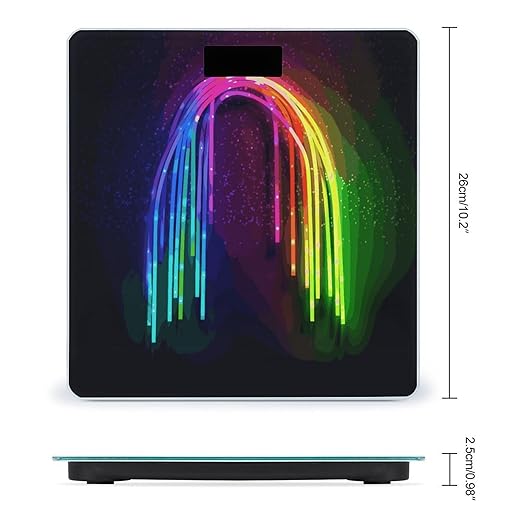 Digital Bathroom Scale for Body Weight Scale with Bright LCD Display High Accuracy Step-On Technology Auto On/Off Rainbow Neon Digital Scales 400 Lbs /180kg
