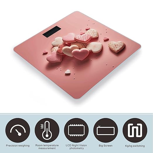 Valentine's Day Food Bathroom Scale for Body Weight Bathroom Weighing Scale with Backlit LCD Display Highly Accurate Measures Weight Up to 180kg