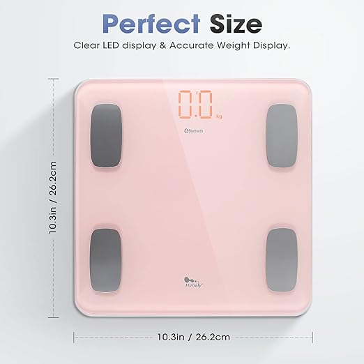 AGM Smart Scale for Body Weight Digital Bathroom Weight Body Fat Scale BMI Weighing Wireless Bluetooth Digital Scale Body Composition Monitor with Smartphone App 400lb/180KG Capacity (Pink)