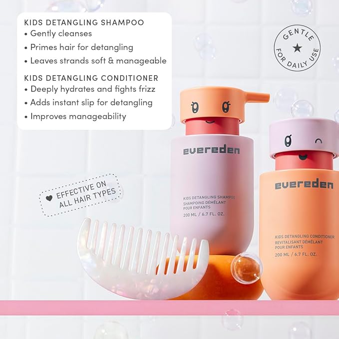 Evereden Kids Cloud Body Wash (6.7 fl. oz. Juicy Citrus) &amp Hair Duo - Detangling Shampoo &amp Conditioner - with Plant Protein Peptides &amp Argan Oil | Sulfate Paraben &amp Phthalate-Free |