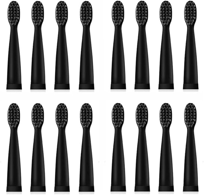 16pcs Replacement Brush Heads Compatible for Toothbrush Soft Head Tips Deep Clean J110 / J209(16pcs Black Head)