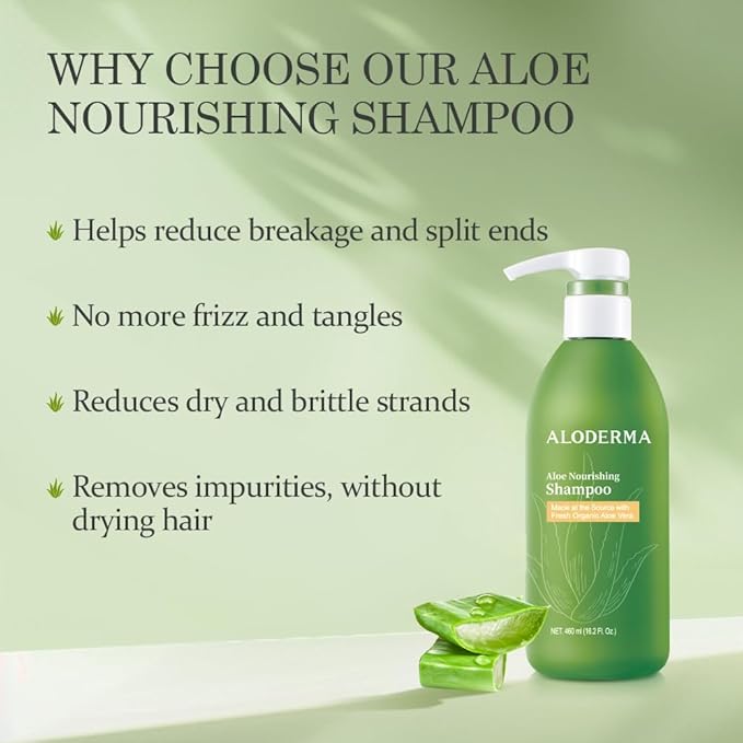 Aloderma Aloe Shower Set 3 pcs - Body Wash Nourishing Shampoo Nourishing Face Cleanser - Hydrating Moisturizing
