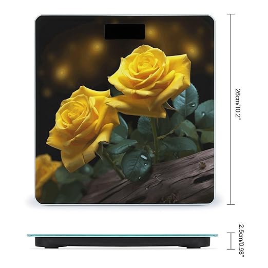 Beautiful Yellow Roses Bathroom Scale Weight Scale for Body WeightHighly Accurate Digital Weighing Machine Clear LED Display Digital Bathroom Body Scale 400lb/182kg