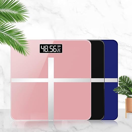 Digital Body Weight Scale USB Charging Precise Household Electronic Bathroom Scale 26x26cm Rose Gold Cross Design Black Screen for Weight Management
