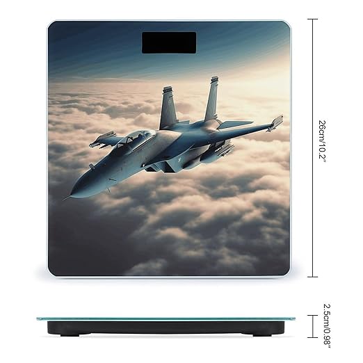 Aircraft Fighter Jets Scale for Body Weight Safe Rounded Corners Tempered Glass Digital Bathroom Scale LED Display 400lb Capacity Weight Scales with High Precision Sensors